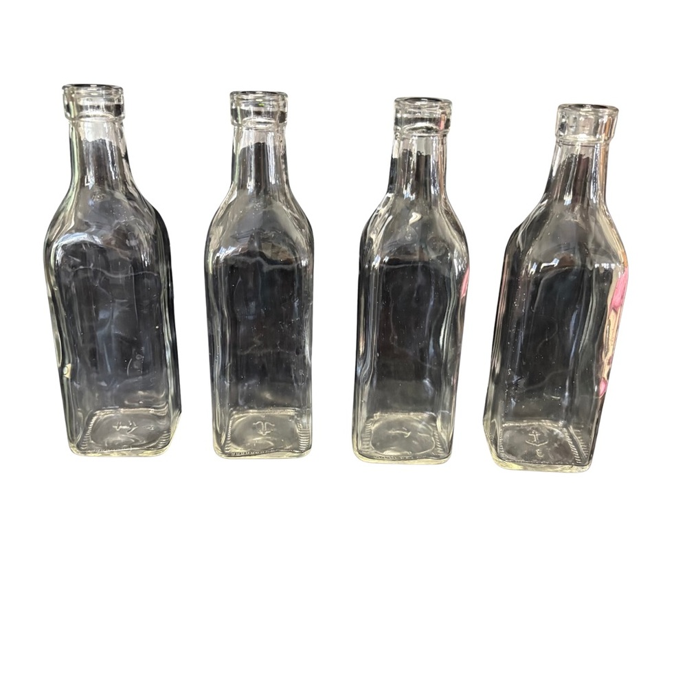 Anchor Hocking • Clear Glass Square Bottles (Set of 4)